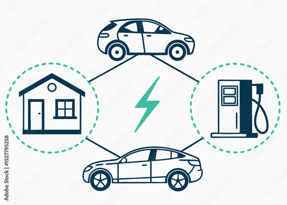 Naklejka premium Electric vehicle charging types comparison