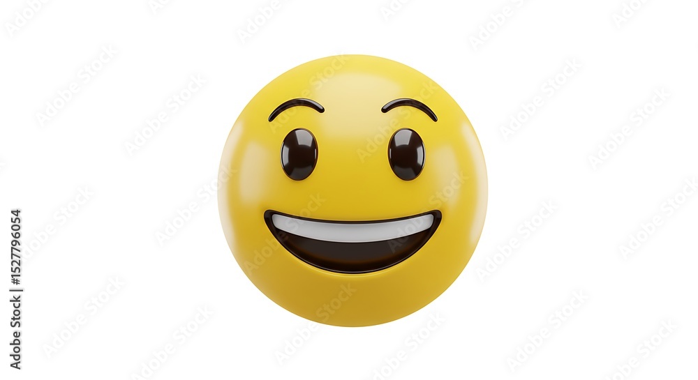 Fototapeta premium Smiling yellow emoji 3d render isolated on white background