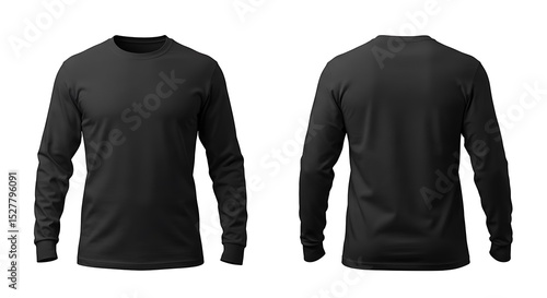 Black long sleeve t shirt mockup isolated on white background