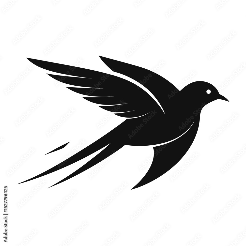 Fototapeta premium Bird in Flight Silhouette with Motion Lines 