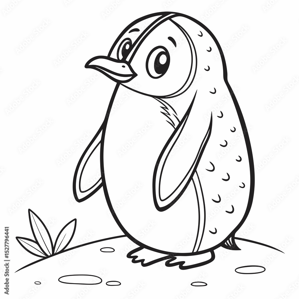 Fototapeta premium Black and White Penguin Doodle for Coloring Page 