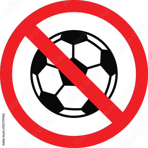 no football prohibited sign on white background
