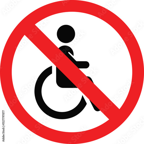 no disable people prohibited sign on white background
