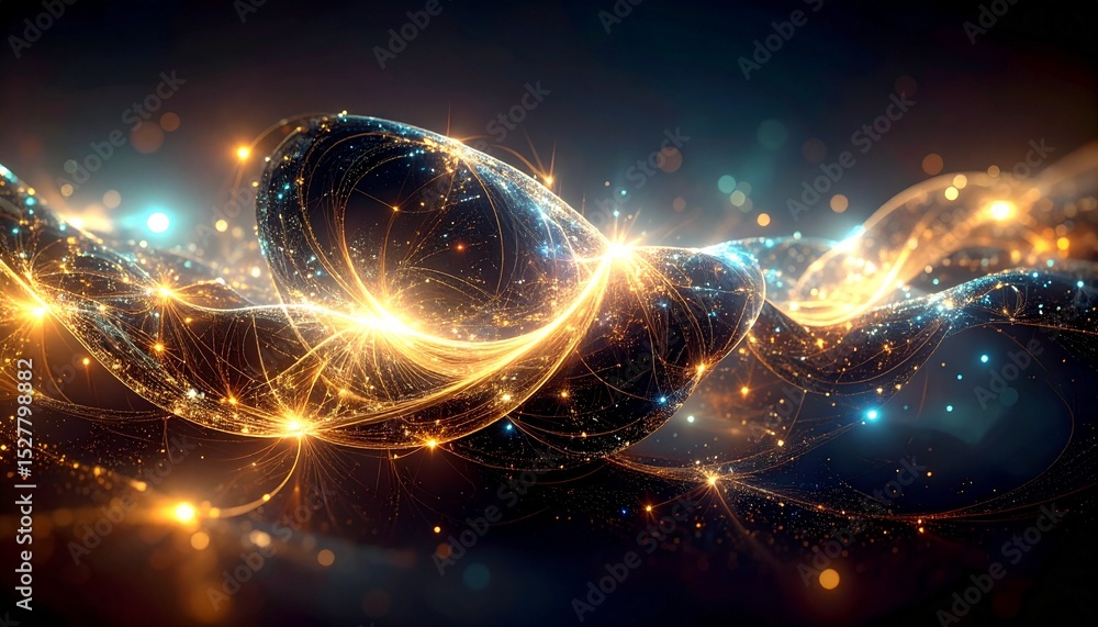 Obraz premium Abstract hyperreal form dissolving into glowing binary clouds, high-contrast moody lighting against soft blur
