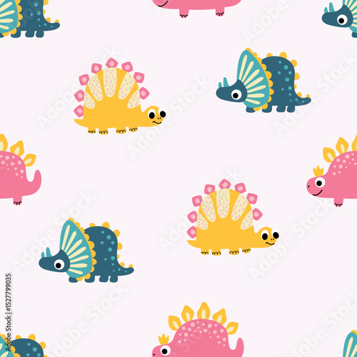 ute Dinosaur Pattern Illustration. Design for decoration of children's room	
