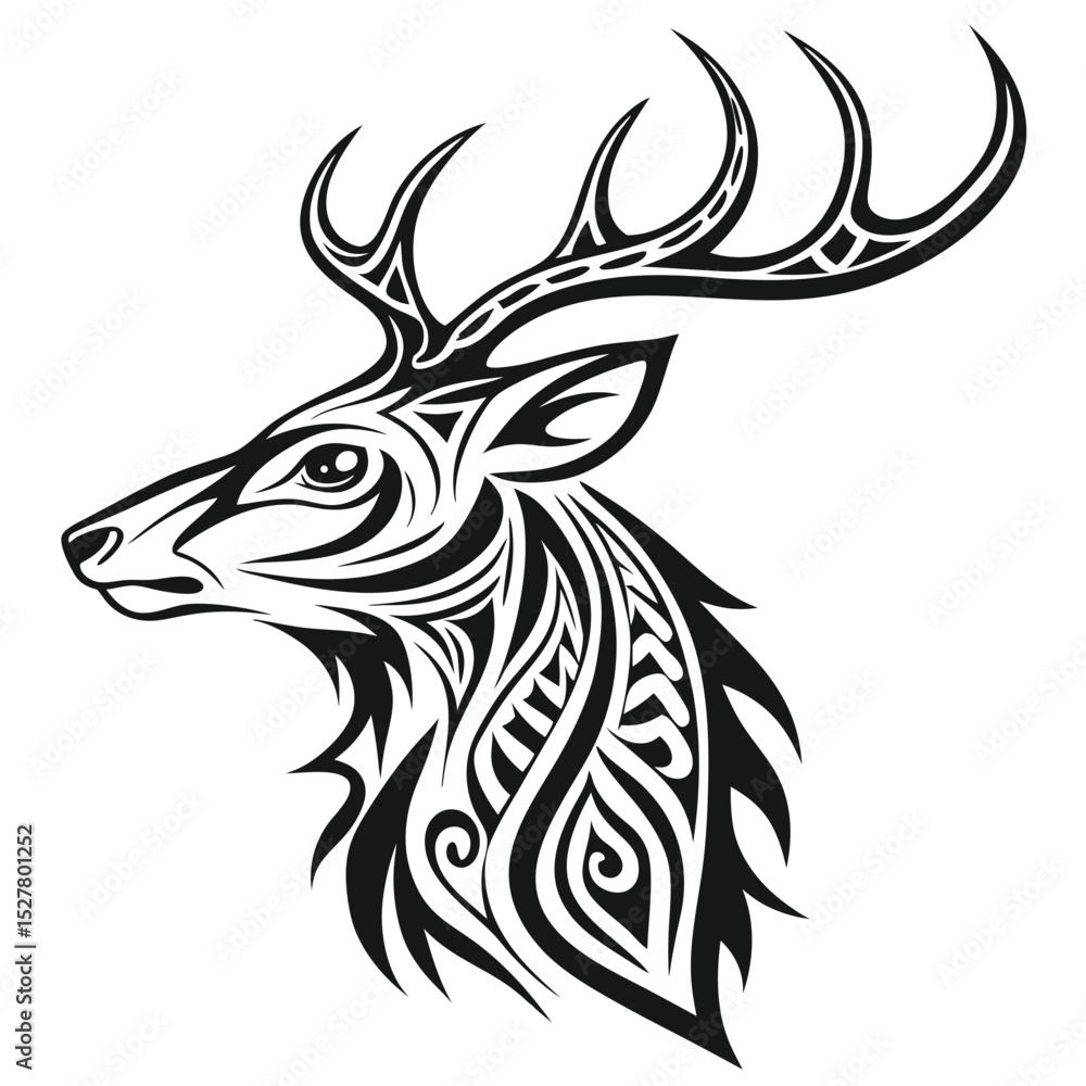 Obraz premium deer head vector silhouette, ai generator
