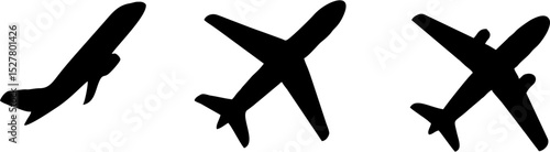 Collection of Airplane Silhouettes Representing Flight and Aviation