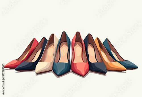 Make a bold statement with this vibrant lineup of colorful pointed-toe high heels, an elegant and powerful collection for the modern, fashion-forward woman.
