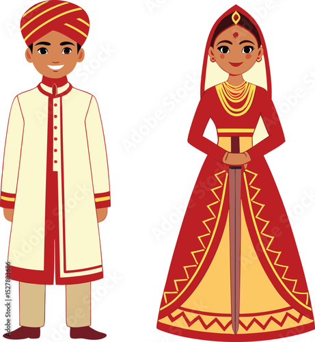 Indian couple in traditional wedding attire