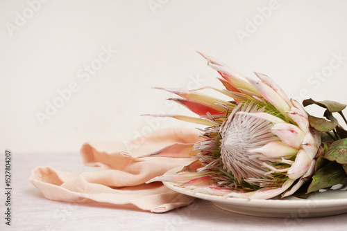 Plate with beautiful pink p...