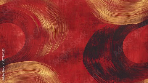 Abstract swirls in red and gold