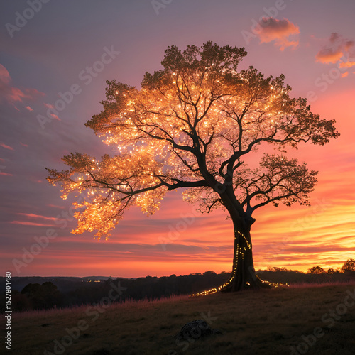 sunset in the forest