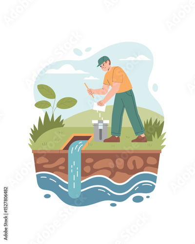 Water quality testing by environmental scientist
