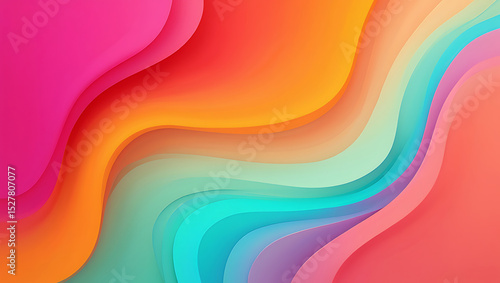 Vibrant and abstract layered waves of colorful tones create a fluid and modern backdrop