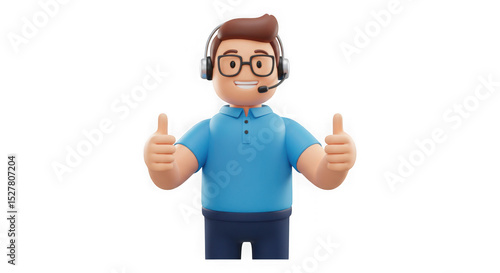 3D Cartoon Customer Service Agent: Excellent Support Icon
