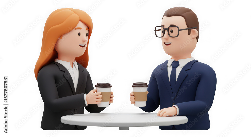 Fototapeta premium Business Colleagues Enjoying Coffee Break: 3D Render