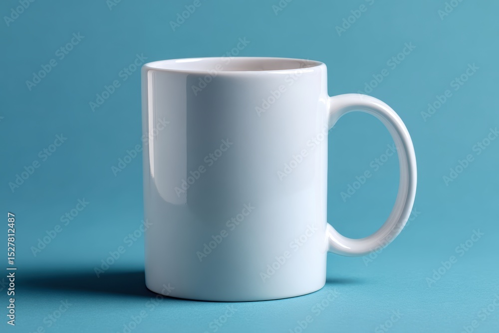 Obraz premium White ceramic mug with handle centered on background