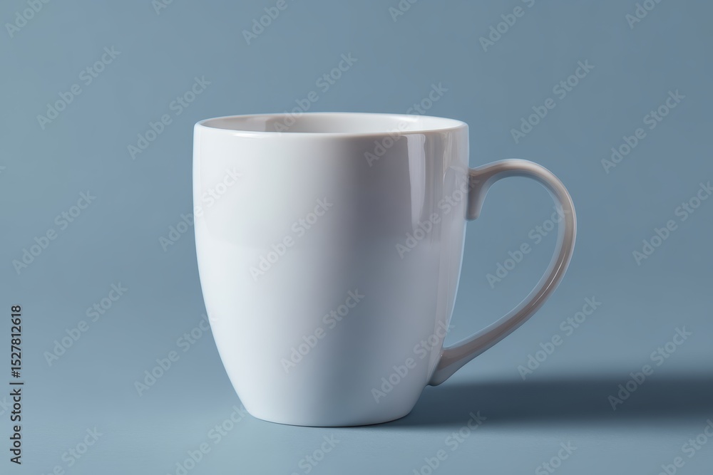 Obraz premium White ceramic mug with handle centered on background