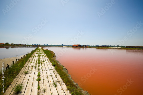 Wallpaper Mural landscape from Lake Atanasovsko Salt located near Burgas in Bulgaria Famous for its pink color, Desalination lake now used for treatments Torontodigital.ca