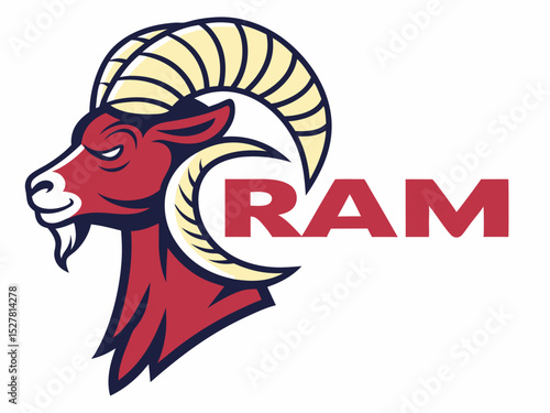 Bold, stylized ram head logo, perfect for branding.