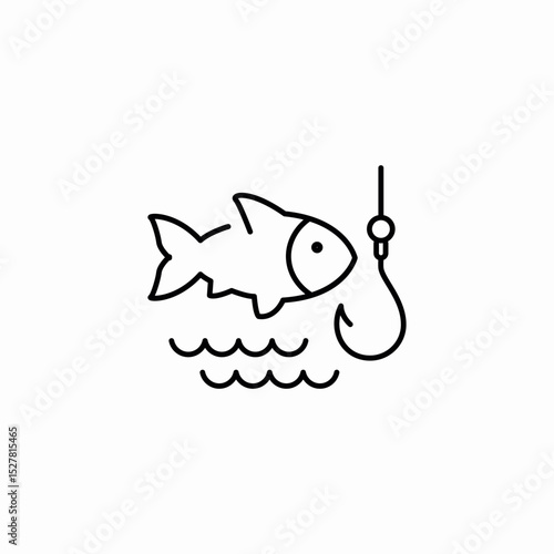 fish catch icon sign vector