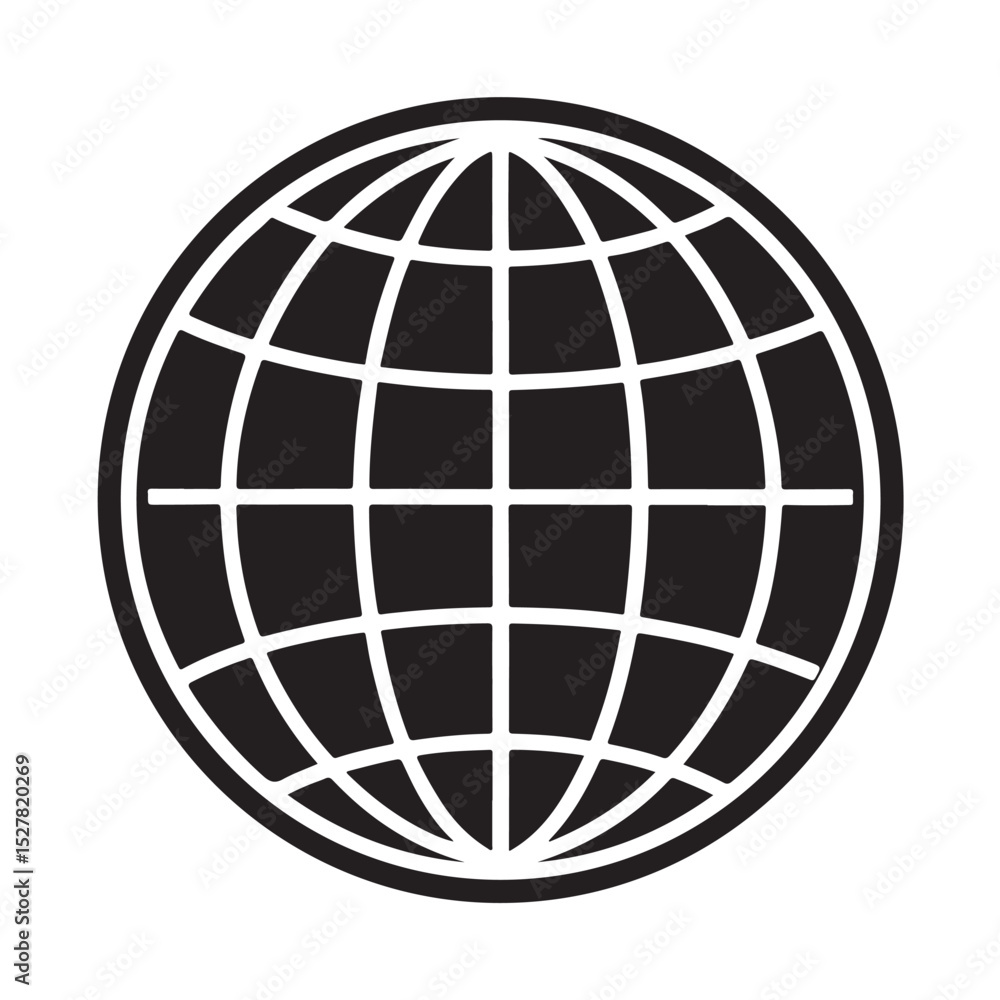 Bold Globe Icon Showing Global Network, Worldwide Web and Connectivity Symbol Bold Globe Icon Showing Global Network, Worldwide Web and Connectivity Symbol