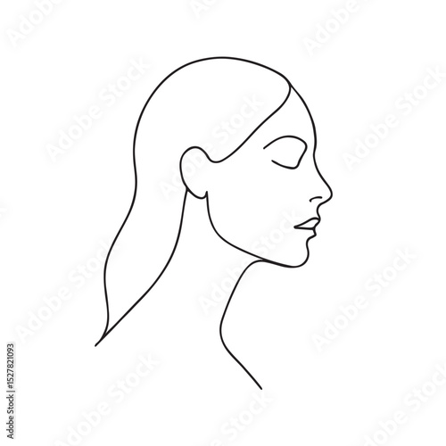 Wallpaper Mural Minimal Line Art of Woman’s Face in Profile View Torontodigital.ca