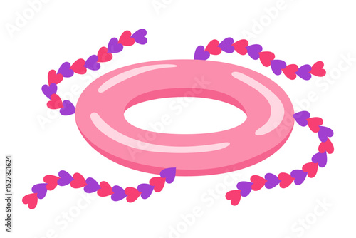 Inflatable swim pool ring. Colorful floater element for beach, swimming pool lifebuoy and life saver equipment. Inflatable rubber toy, cartoon vector illustration