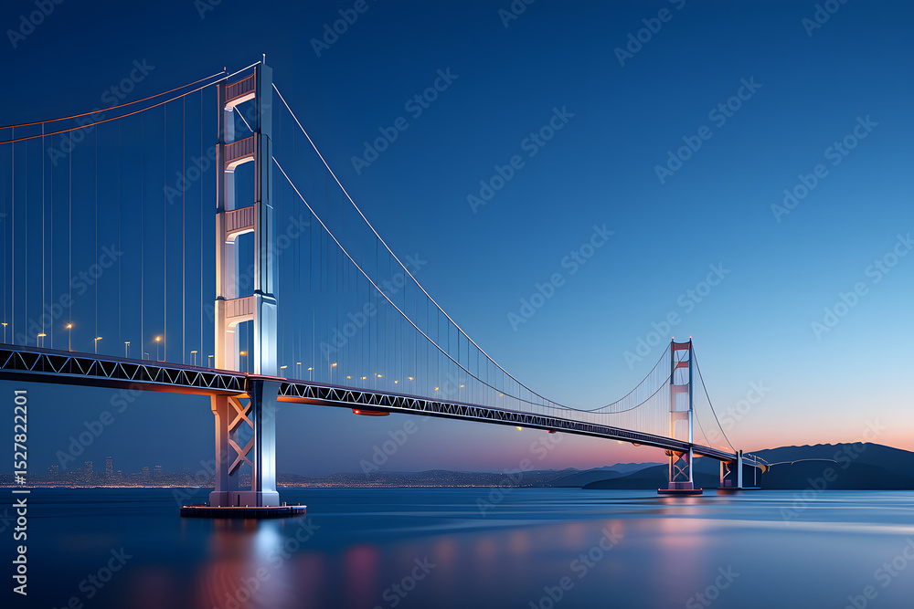 Fototapeta premium Golden Gate Bridge at Dusk: A Stunning Panoramic View