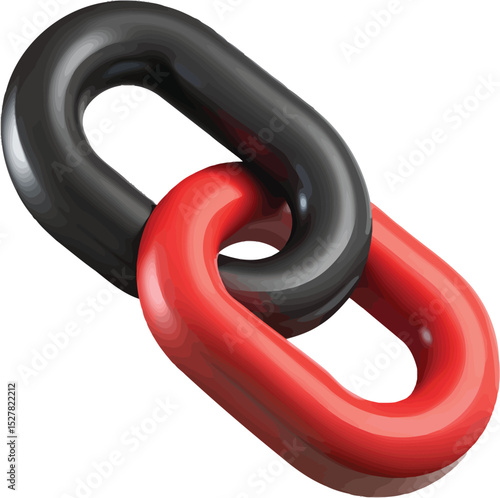 Interlocked Chain Links: A 3D Render of Red and Black Metal