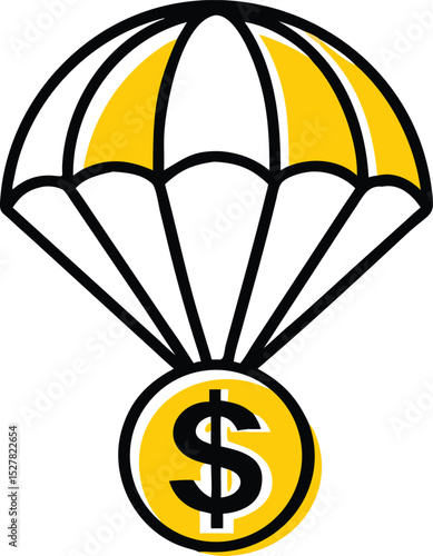 Financial windfall, money falling from the sky, money parachute, financial success, wealth, abundance