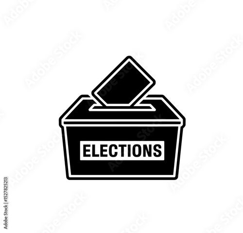 Ballot box icon vector in black color with white background. Elections ballot box icon.