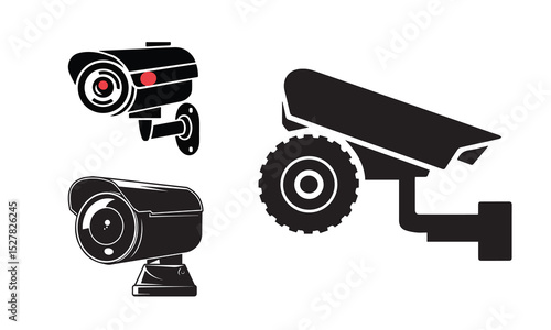 Digital video camera vector icon isolated with lens on white background