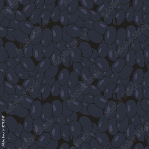 black grapes seamless pattern design, vector repeated pattern