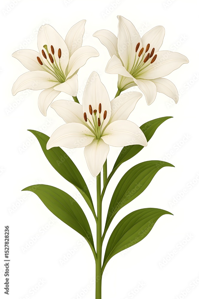 Beautiful bouquet of white lilies, a floral illustration capturing nature's beauty and elegance Beautiful bouquet of white lilies, a floral illustration capturing nature's beauty and elegance