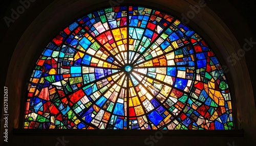 Abstract silhouette shattering into luminous shards, intricate details of stained glass catching multicolored rays, conveying profound solitude
