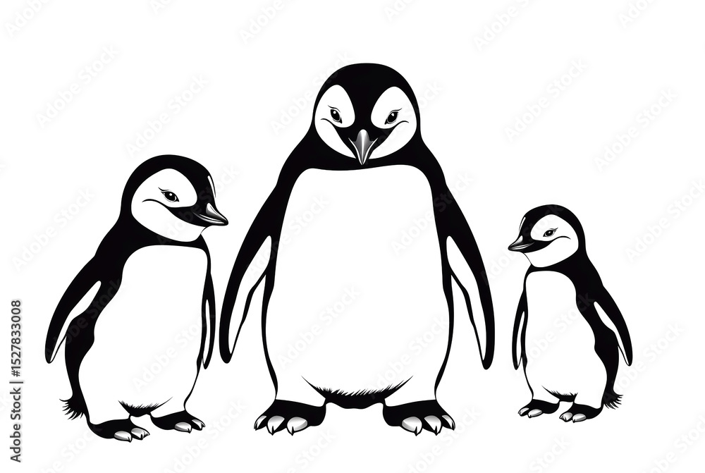 Fototapeta premium Cute cartoon family penguins