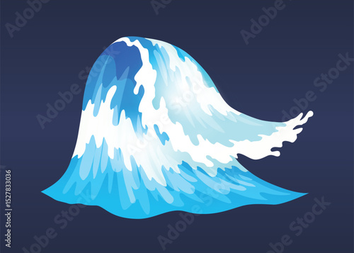 Sea ocean wave. Blue water ocean wave, marine surf wave, ripples tides sea storm, tsunami, tidal shape, splash water motion with spray isolated vector cartoon illustration