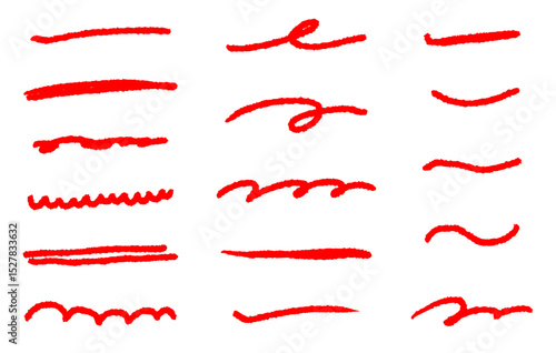 やわらかい手描き線　赤