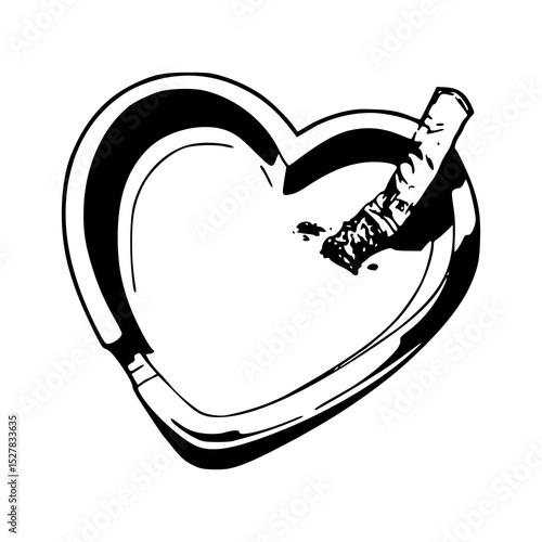 heart-shaped ashtray with cigarette
