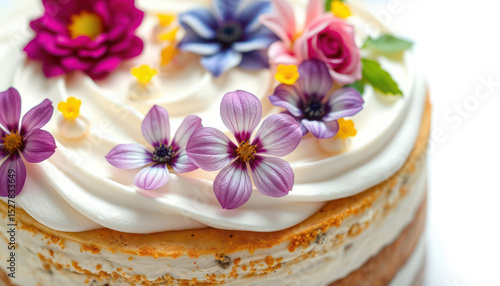 Elegant Floral Cheesecake Delicate Flowers, Creamy Texture, Sweet Taste