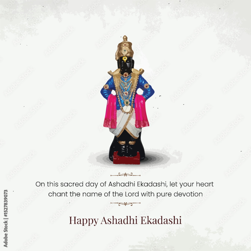 Naklejka premium Happy Ashadhi Ekadashi, Vitthal Murti Illustration