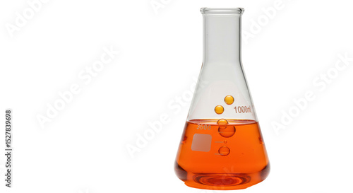 Obraz na płótnie Isolated Conical Chemistry Flask with Orange Liquid