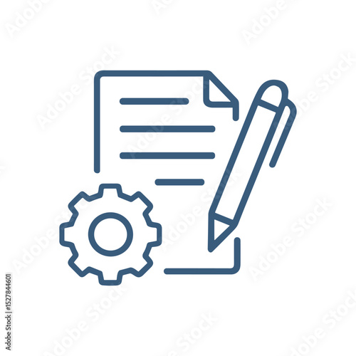 Blueprint revision and planning. Icon symbol illustration