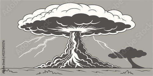 Huge cloud that looks like nuclear explosion. Cumulonimbus cloud is amazing, beautiful and dangerous natural phenomenon.
