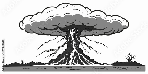 Huge cloud that looks like nuclear explosion. Cumulonimbus cloud is amazing, beautiful and dangerous natural phenomenon.
