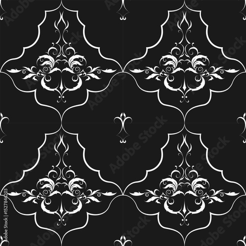 seamless botanical pattern of painted oriental motifs 