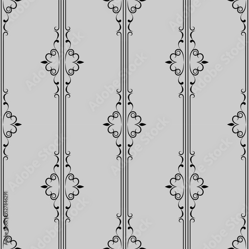 seamless botanical pattern of painted oriental motifs 