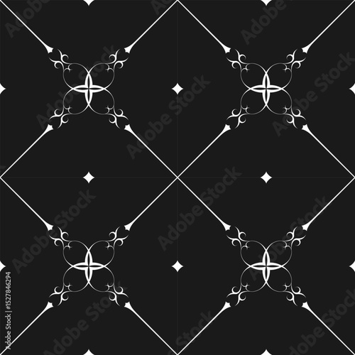 seamless botanical pattern of painted oriental motifs 