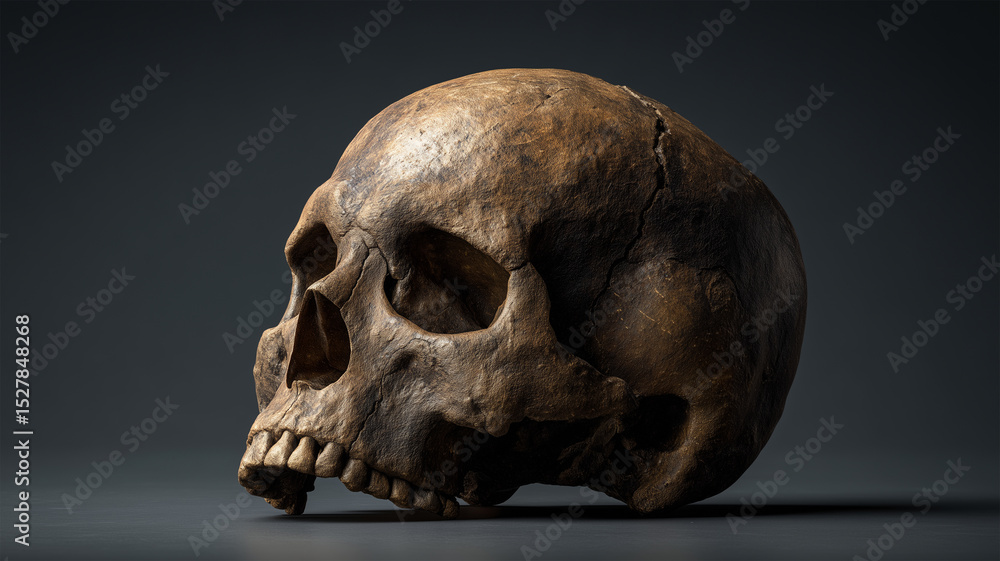Obraz premium 古びた人骨頭蓋骨のリアル質感